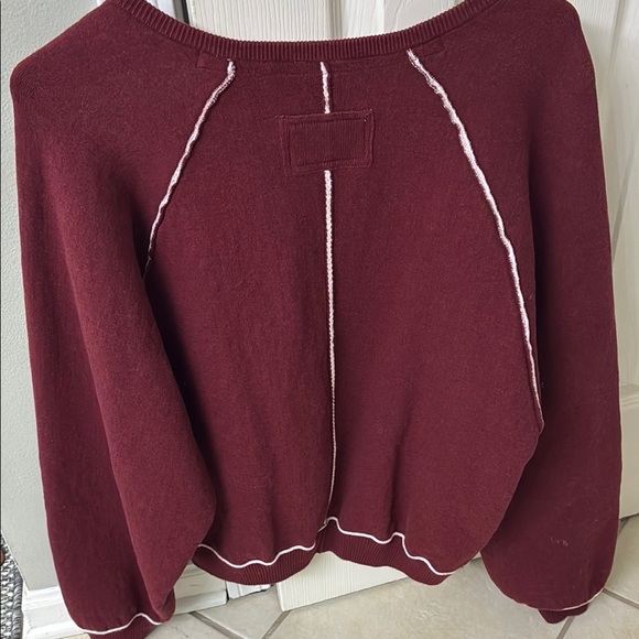 We The Free Burgundy and Pink Crew Neck Sweater - Picture 2 of 4